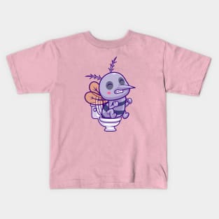 Cute Mosquito Pooping On Toilet Cartoon Kids T-Shirt